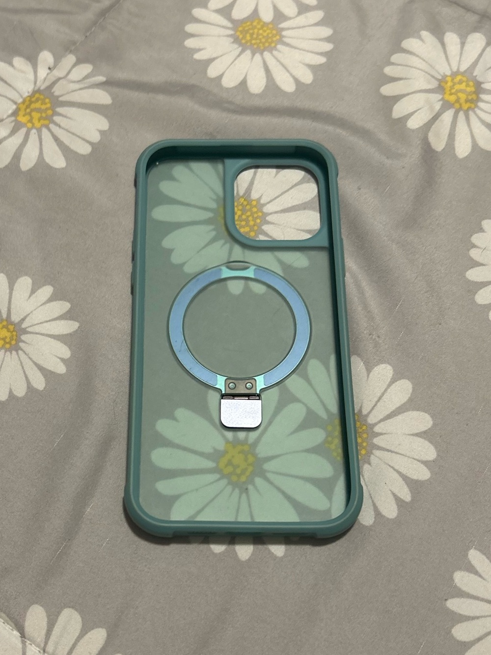 EUC Teal Floral Phone Case with Ring Grip